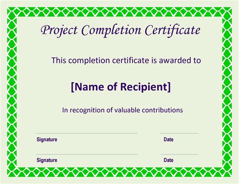 Certificate Of Completion Project Templates At For Certificate Of