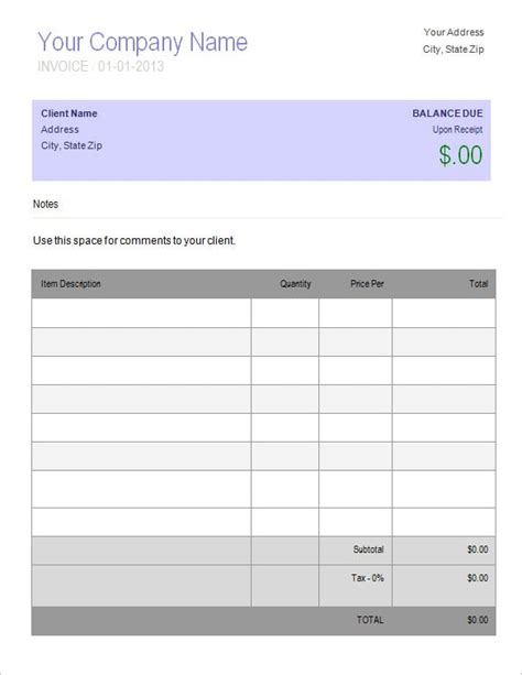 Microsoft Word Invoice Template Free Word Template