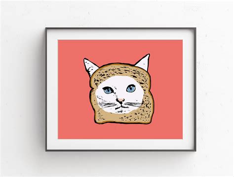 Toast Cat Pop Art Cat Art Bread Cat 10x8 Print Etsy