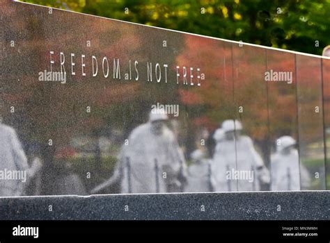 The Inscription On The Wall At The Korean War Memorial In Washington Dc