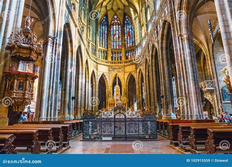 Interior Of St Vitus Cathedral At Prague Castle Czech Republic