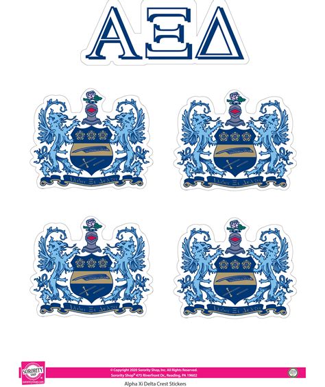 Alpha Xi Delta Crest Sticker Sheet Sororityshop