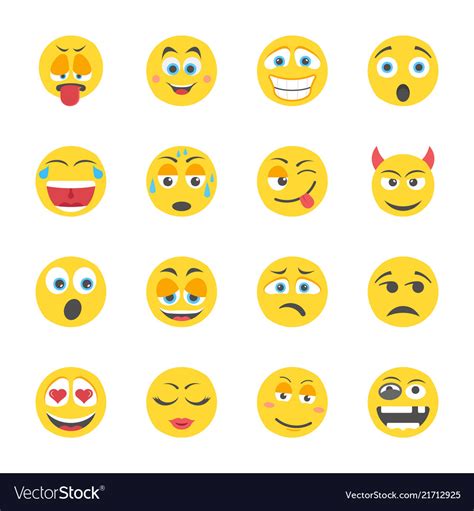 Emoji Flat Icons Royalty Free Vector Image Vectorstock