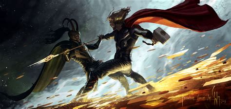 Early Thor Vs Loki Concept Art By Ryan Meinerding