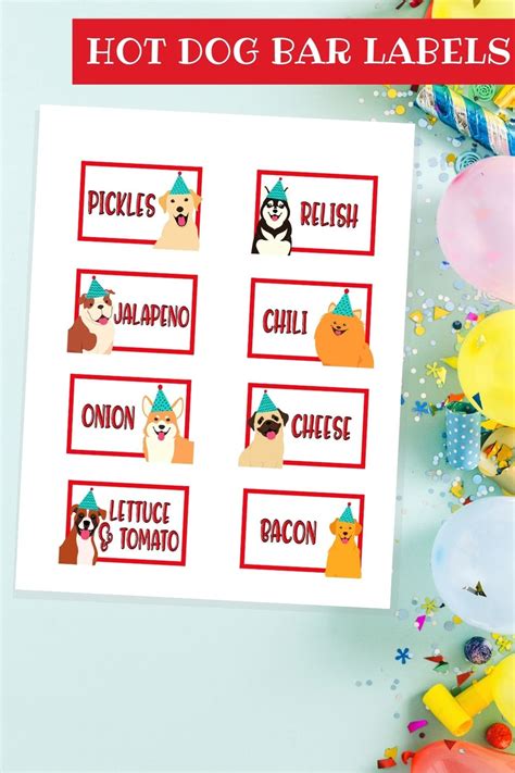 Printable Hot Dog Bar Signs For Your Next Birthday Party