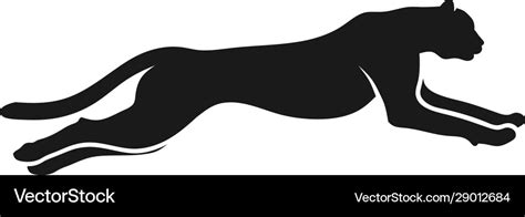 Running Cheetah Silhouette Monochrome Color Vector Image
