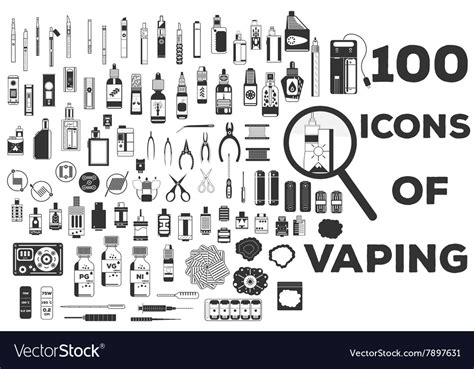 100 Icons Vaping Royalty Free Vector Image Vectorstock