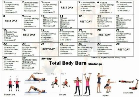 A Printable Workout Plan For Women With The Words Total Body Burn