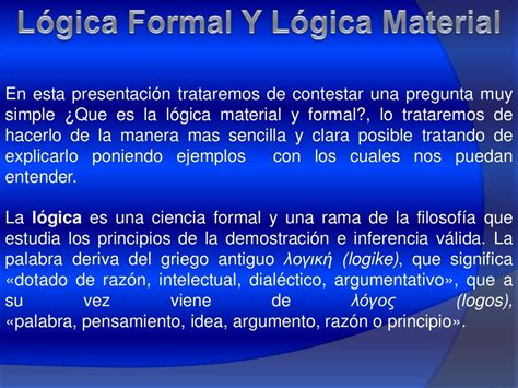 Lógica Formal Y Material