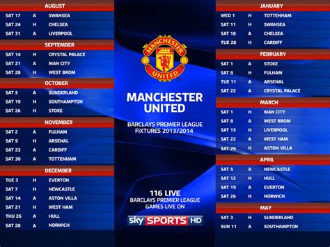 Manchester united fixtures, schedule, match results and the latest standings. Fixtures Premier League | Decoration News