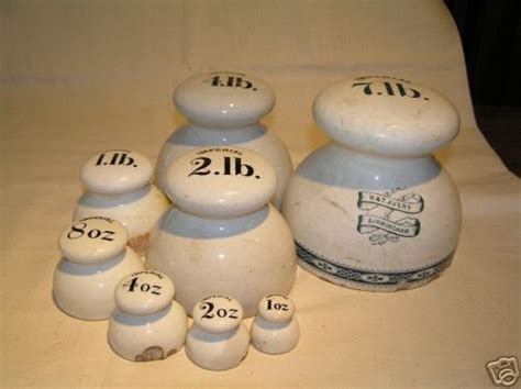 Rare Antique China Porcelain Scale Weights 7lb To 1oz 23533943