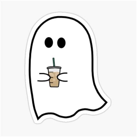 Ghost Drinking Iced Coffee Sticker For Sale By Lindsey788 Redbubble
