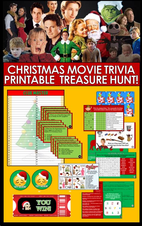 Good mix of questions to make you think and laugh! Printable Christmas Movie Trivia Game Treasure Hunt!