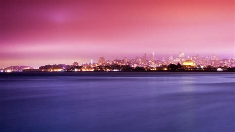 Wallpaper Sunset Sea City Cityscape Night Water Reflection Sky