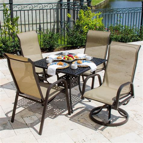 Madison Bay 5 Piece Sling Patio Dining Set With 2 Swivel Rockers And