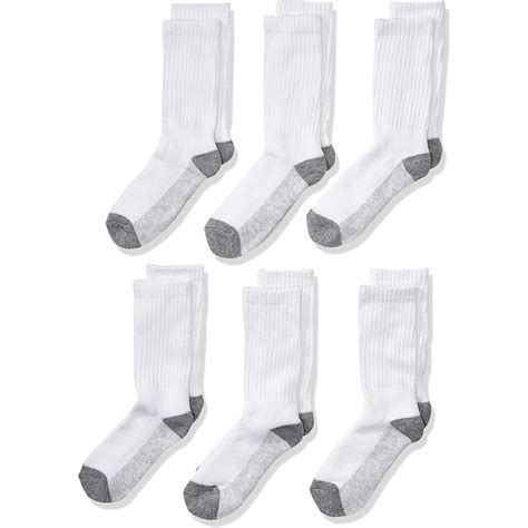 Fruit Of The Loom Fruit Of The Loom Boys 6 Pack Crew Socks L White