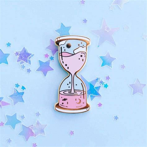 Space And Time Hourglass Pin Pink Hard Enamel Pin Enamel Pin