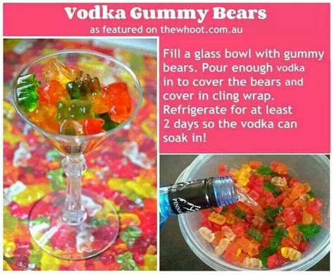 It is just sweet enough to forget that there's alcohol in it, and it's easy to have one too many. Vodka gummy bears | Food & Beverages | Pinterest | Gummy ...