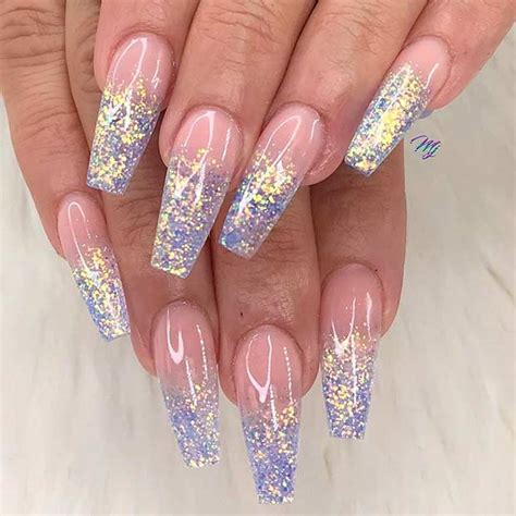 Opal nails blue nails white nails blue chrome nails fancy nails trendy nails gorgeous nails fabulous nails amazing mani of the week: 23 Pretty Glitter Ombre Nails That Go With Everything ...