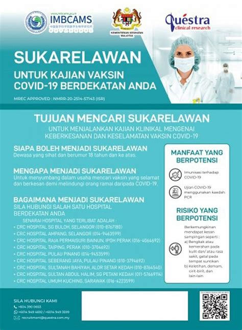 Laman web ini suatu penghargaan saya kepada para sukarelawan yang menyumbang dengan gigih demi kesejahteraan bersama. KKM Kini Mencari Sukarelawan Untuk Kajian Vaksin Covid-19 ...