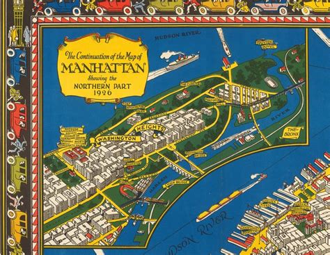 Old Map Of Manhattan Usa 1928 By Farrow Washington Etsy Uk