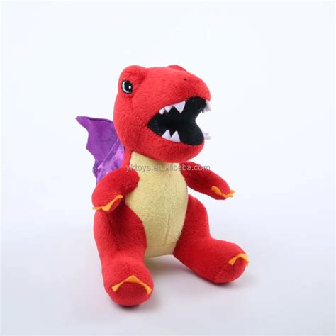 Soft Stuffed Plush Dragon Toy Red Dragon With Purple Wing Stuffed