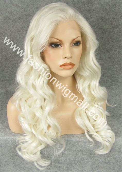 Dhl Free 24 1001 Wavy Lace Front Synthetic Hair White Wig High