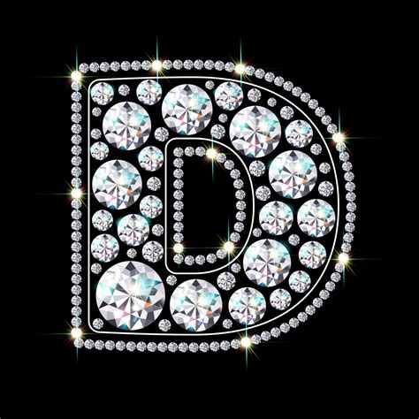 Alphabet Letter D Made From Bright Sparkling Diamonds Jewelry Font 3d