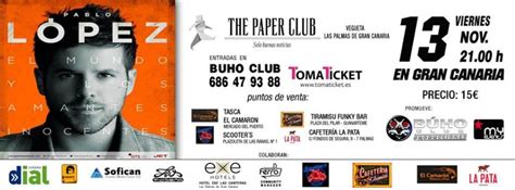Pablo López En Concierto Gran Canaria En The Paper Club Ocio Las Palmas