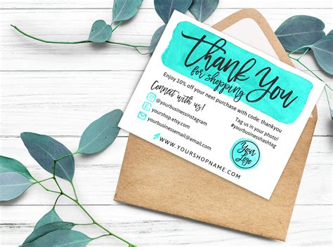 They are designed to engage your customers after the sale. Teal Small Business Thank You Cards - Thank You for Shopping Etsy Thank You Notes - Thank You ...