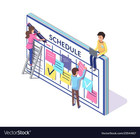 Schedule Planning People Creating Timetable Vector Image