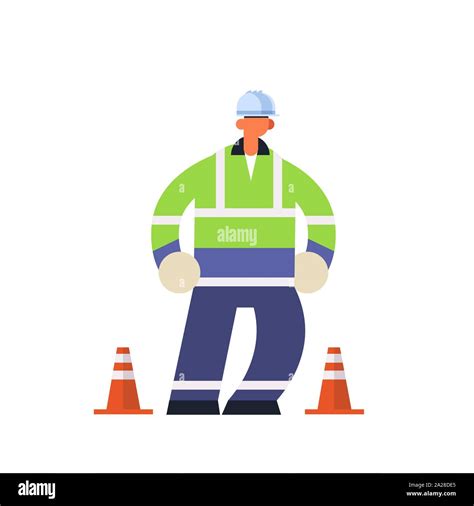 Male Builder Wearing Hard Hat Busy Workman Standing Pose Industrial