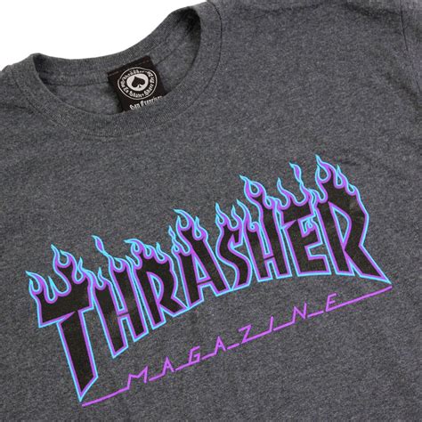 Thrasher Flame Logo T Shirt Dark Heather 110289 Famous Rock Shop