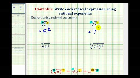 A way of writing a very large number with one number before the decimal point, multiplied by a…. Ex: Write a Radical in Rational Exponent Form - YouTube