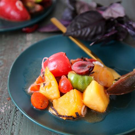 Marinated Tomato Stone Fruit Salad Chef Lindsey Farr
