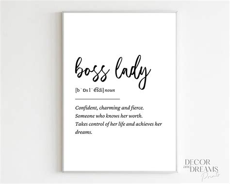 Boss Lady Definition Print Printable Office Decor Boss Lady Print Girl Boss Definition Wall