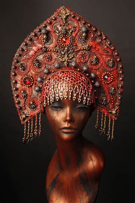 a real piece of art this is a beautiful model of old russia headdress kokoshnik the item is