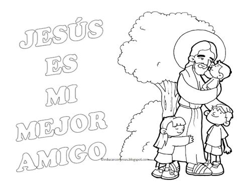 Dibujos Para Colorear Jesús Con Los Niños Y Niñas
