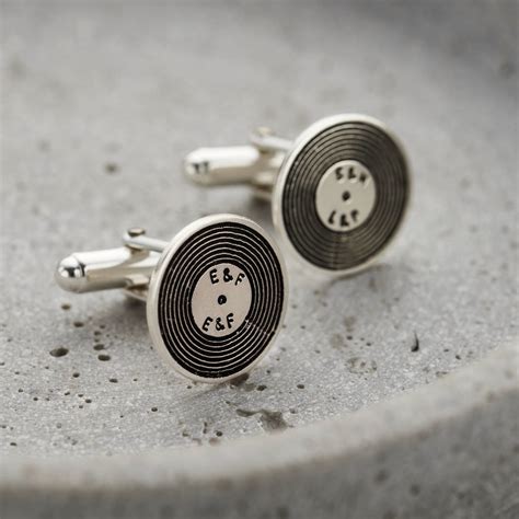 Personalised Silver Vinyl Record Cufflinks By Posh Totty Designs