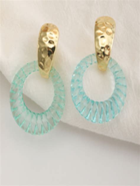 Buy Urbanic Blue Gold Toned Circular Drop Earrings Earrings For