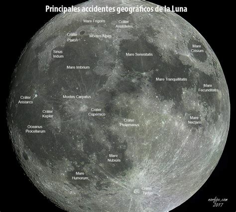 Mapa De La Luna Superficie De La Lunacrateres Mares Y Montañas
