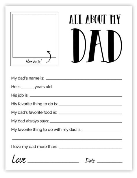 All About My Dad Printable Pdf Get Your Hands On Amazing Free Printables