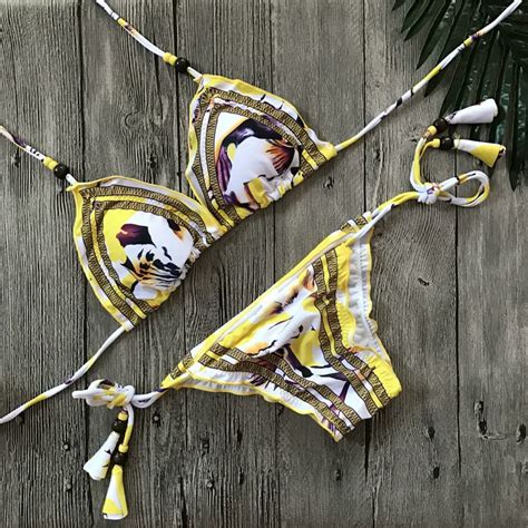2017 Printed Bandage Swimwear Women Bikini Swimsuit Push Up Brazilian