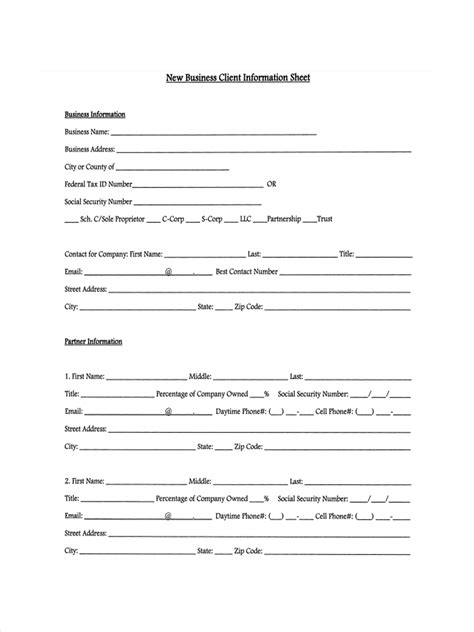 Printable Client Information Form Printable Forms Free Online