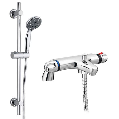 Modern Chrome Thermostatic Bath Shower Mixer Tap Slider Shower Rail