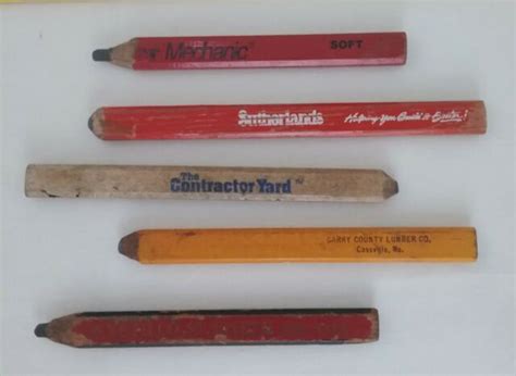 Lot Of 5 Vintage Sharpened Lumber Advertising Wooden Contractor Pencils