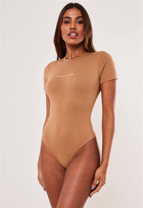 Tan Crew Neck Missguided Cap Sleeve Bodysuit Sponsored Neck Ad Crew Tan Womens Tops