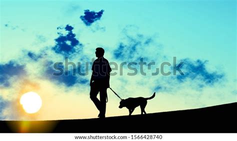 Man Dog Outdoor Sky 3d Rendering Stock Illustration 1566428740