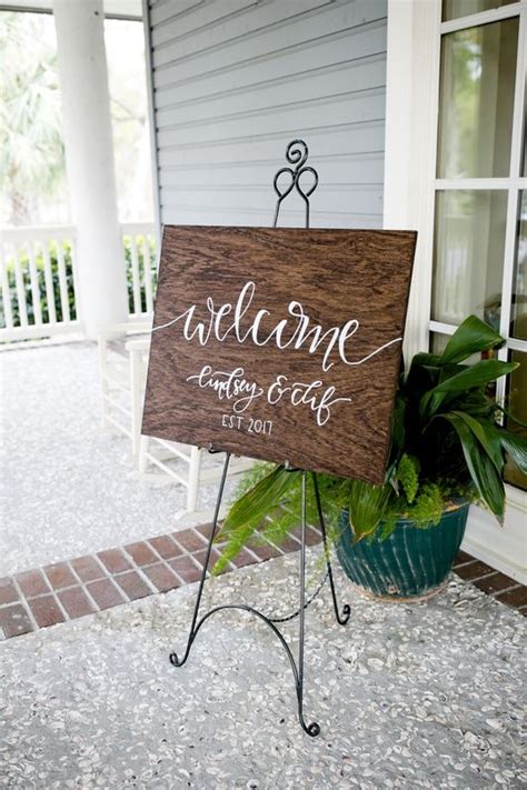 Wedding Welcome Wood Sign Hand Lettered Stained With Espresso Wood