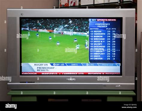 Tv Screen Showing Sky Sports Channel Stock Photo Alamy